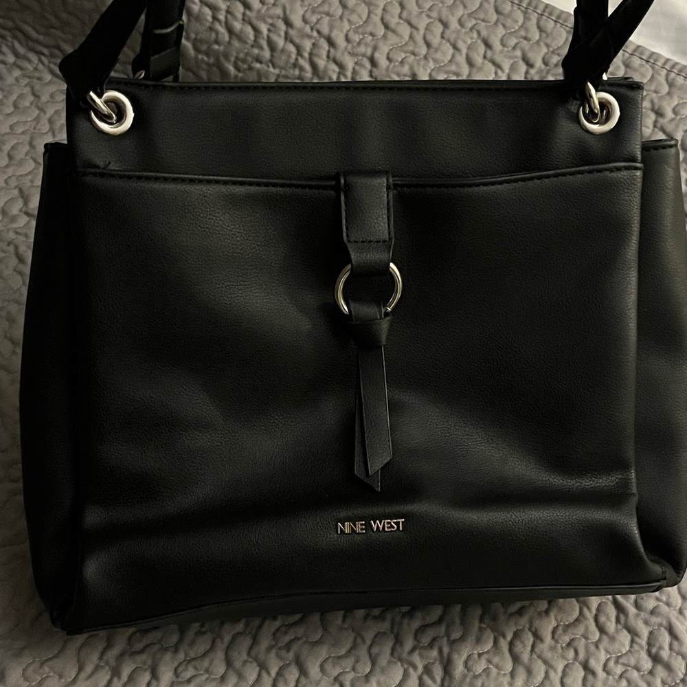 Nine West Emersyn Tassel Details Dual Handle Tote Bag Black